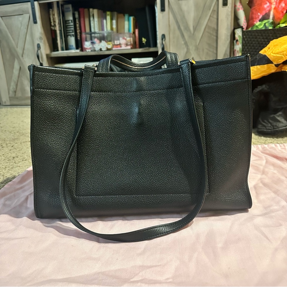 Kate Spade Sam Large Pocket Satchel in Black Leather Tote Bag - Picture 2 of 14